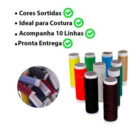 Jogo Linha Costura Com 10 Tubos 45m Cores Sortidas Variadas - 123Útil Imagem de Jogo Linha Costura Com 10 Tubos 45m Cores Sortidas Variadas