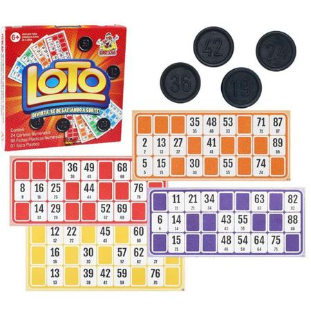 Jogo de Loto Infantil 24 cartões com pedras plásticas Xalingo