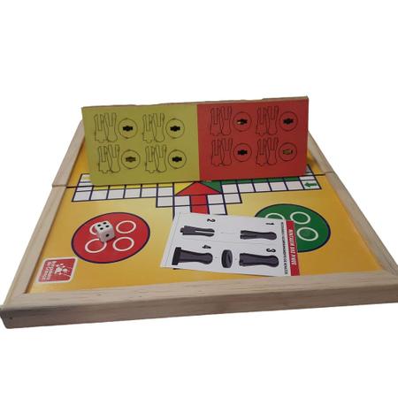 Jogo Ludo Tabuleiro De Mesa Pinos Em Madeira mdf Tradicional