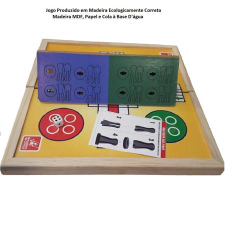 Jogo Ludo Tabuleiro De Mesa Pinos Em Madeira MDF Tradicional