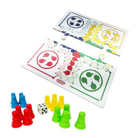 Ludo Pinos Madeira 8 Dados 4 Numericos E 4 Pontinho 2 Copos