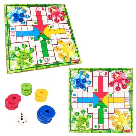 Jogo Ludo Tabuleiro Educativo Madeira MDF Clássico Sapinhos Para