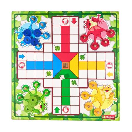 Jogo Ludo Tabuleiro Educativo Madeira MDF Clássico Sapinhos Para