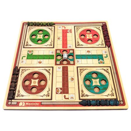 Jogo Ludo Oficial Pinos Em Madeira E 4 Dados Numéricos