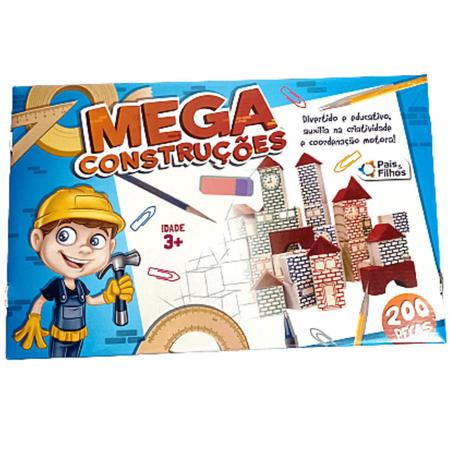 Jogo Mega Construções 120 Peças Em Madeira Pais E Filhos - Lojas