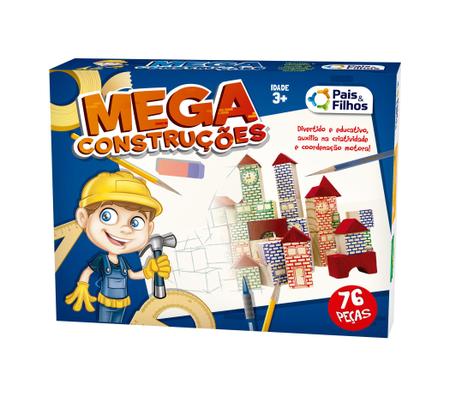 Jogo Mega Construções de Madeira com 76 Peças