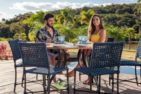 Jogo De Mesa 6 Cadeiras Em Corda Náutica Jardim Piscina Sala