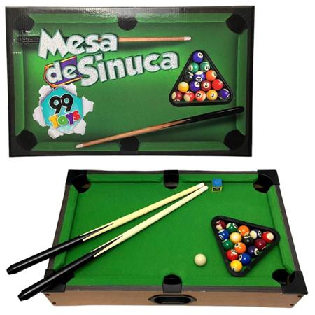 Jogo De Sinuca Mini Bilhar Madeira 2 Tacos E 15 Bolas Menino