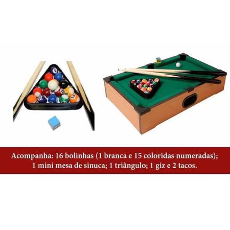 Mini Jogo De Mesa De Sinuca Bilhar Snooker Madeira 51x31x9cm