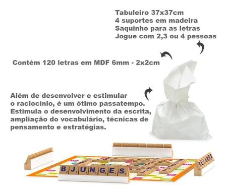 Jogo Tabuleiro Palavras Cruzadas Brinquedo 120pçs - 707 Junges - Jogos de  Tabuleiro - Magazine Luiza