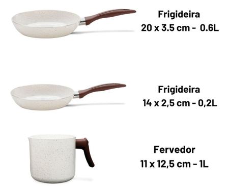 Imagem de Jogo Panela Brinox Antiaderente Cerâmica Vanilla Kit 6 Peças