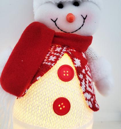 Imagem de Jogo Papai Noel e Boneco de Neve Cone Iluminado LED Tricô Vermelho e Branco 30cm - Magizi