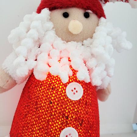 Imagem de Jogo Papai Noel e Boneco de Neve Cone Iluminado LED Tricô Vermelho e Branco 30cm - Magizi