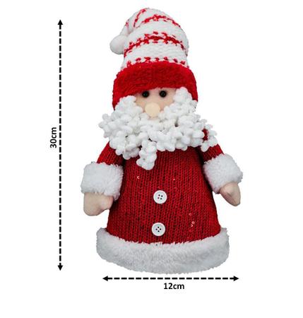 Jogo Papai Noel e Boneco de Neve Cone Iluminado LED Tricô Vermelho