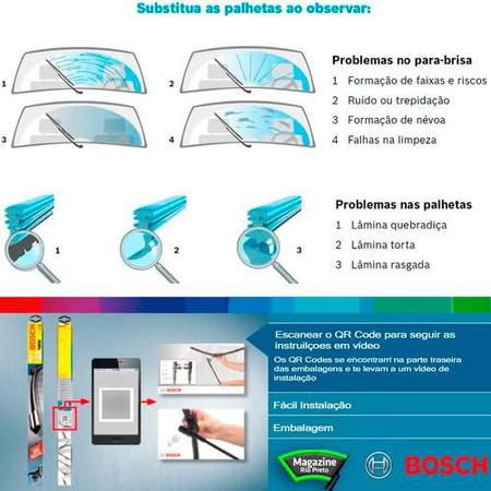 Imagem de Jogo Par Kit Palheta Dianteira Limpador Parabrisa Original Bosch Chevrolet Onix 2019 2020 2021 2022