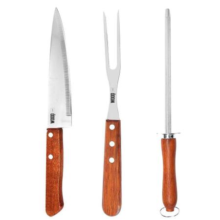 Imagem de Jogo para Churrasco Inox 3 peças Premium Wood