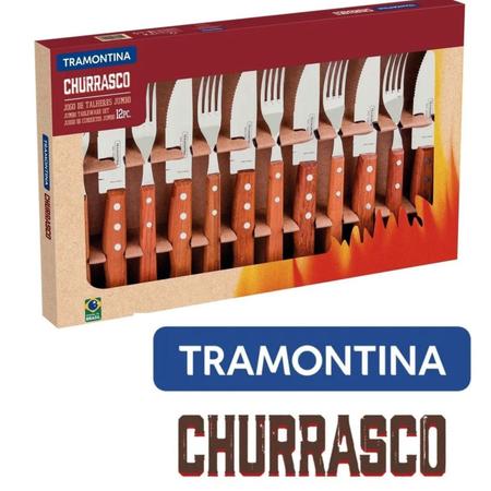 Kit Churrasco Tramontina 12 Peças Jumbo Garfo Faca 22399/063 - Shoploko -  Por você, para você