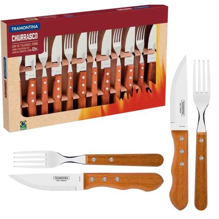 Kit Churrasco Tramontina 12 Peças Jumbo Garfo Faca 22399/063 - Shoploko -  Por você, para você