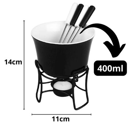 Imagem de Jogo para Fondue Ceramica Zermatt Preto 6 Peças 400ml