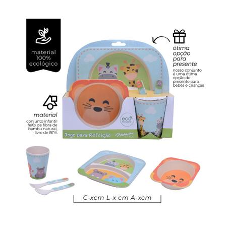 Jogo Para Refeição Infantil Safari Kit Bichinhos Mimo Style