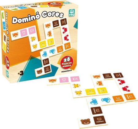 Jogo Pedagógico Dominó Cores Infantil 28 Pcs Colorido Nig