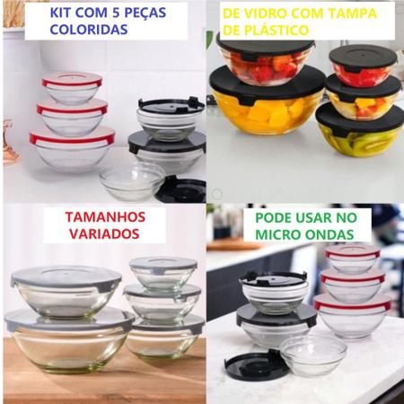 Imagem de Jogo Porta Mantimentos Com 5 Vidro Tigelas Potes Com Tampa