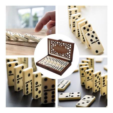 Jogo De Domino Profissional 28 Peças Caixa Luxo De Madeira