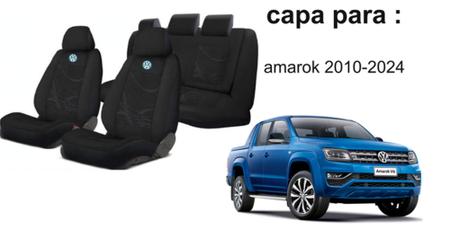 Imagem de Jogo Protetor Tecido para Inovação dos Assentos Amarok 2010 a 2024 + Volante + Chaveiro VW