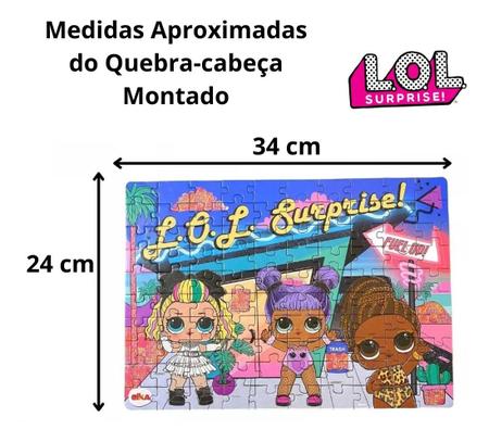 Jogo Puzzle 100 Pçs Quebra Cabeça Infantil Lol com Lente Mágica