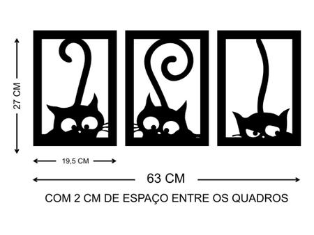 Imagem de Jogo Quadros 3 Gatos Decorativos Quarto Infantil Decoração