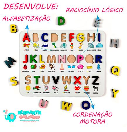 Imagem de Jogo Quebra-Cabeça - Alfabeto Ilustrado Pedagógico 3D - Brinquedo Educativo Montessoriano