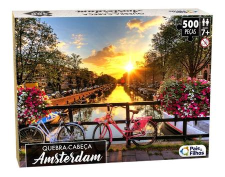 Jogo Quebra Cabeça Amsterdã Puzzle Paisagem Holanda 500 Peça