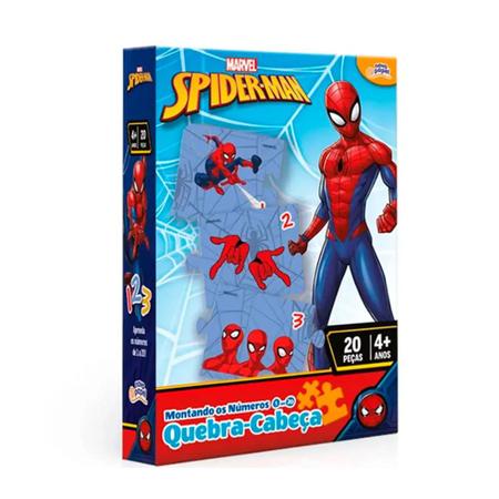 Jogo Quebra Cabeça Disney 20p Homem Aranha Montando Numeros