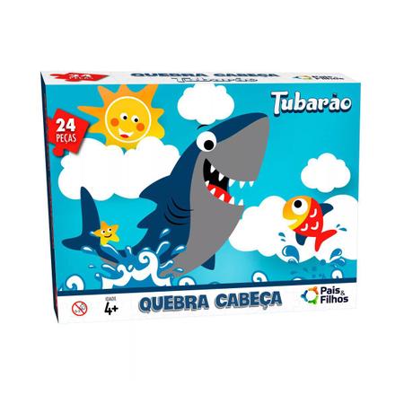 Jogo Quebra - Cabeça Educativo Tubarão Shark 24 Peças Montar