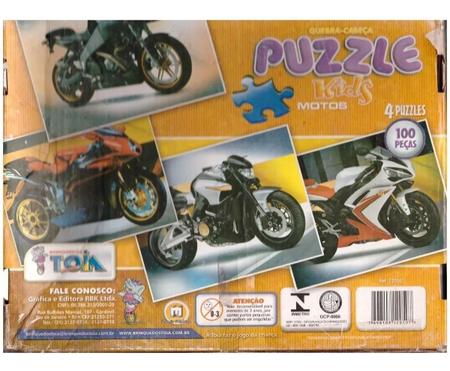 Jogo quebra cabeca puzzle kids motos 100 pcs toia