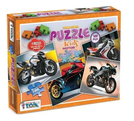 Jogo Quebra Cabeça Infantil Motos Kids 4 Em 1 Puzzle 400 Pçs