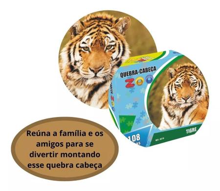 Quebra-Cabeça Progressivo Família Tigre - Jogo Educativo Infantil