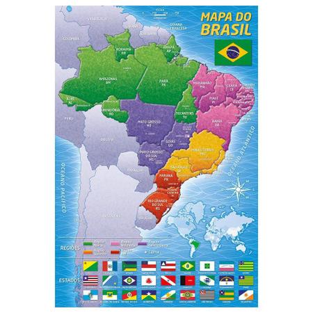 Jogo Quebra Cabeca Puzzle 200 Pecas Mapa do Brasil +7 Anos