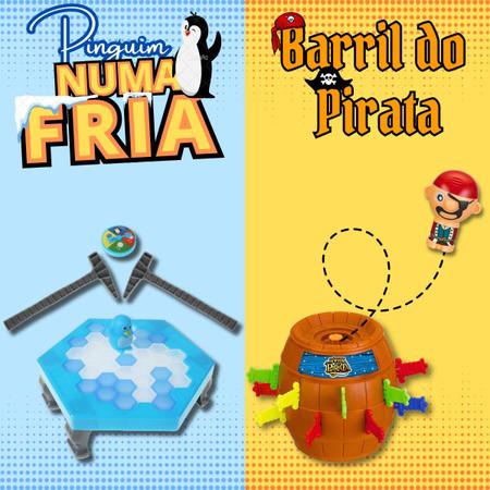 Jogo Quebra Gelo Pinguim E Barril Pirata Pula Art Brink