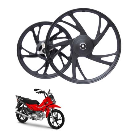 Jogo Roda Liga Leve Moto Pop 100 Pop 110 110i Rodão Esportiva 5 Pontas Pé  Galinha Preta Par Scud - Roda de Moto - Magazine Luiza