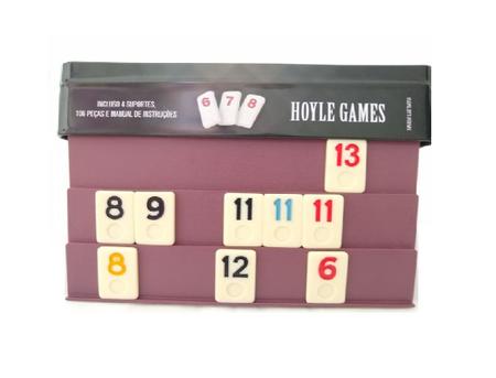 Jogo Rummy Hoyle Games 106 Peças Jogo de Tabuleiro Rummikub Original Com 4  Suportes e Estojo Lata - Jogos de Tabuleiro - Magazine Luiza