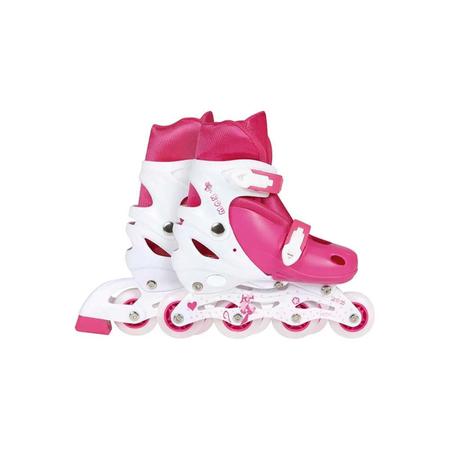 Jogo Skate Infantil Rosa Com Capacete + Patins Roller Rosa M - MOR