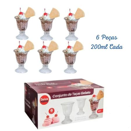 Jogo 4 Taça de Vidro Sobremesa Sorvete Milkshake Gelato Dolce Home 205ml -  Taça de Sobremesa - Magazine Luiza