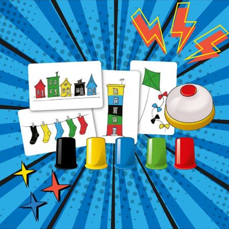 Imagem de Jogo Speed Cups Copinhos Coloridos Cartas Cores Brinquedo Habilidade Coordenação Atividade Velocidade Rapidez Copos Empilhar Família Amigos