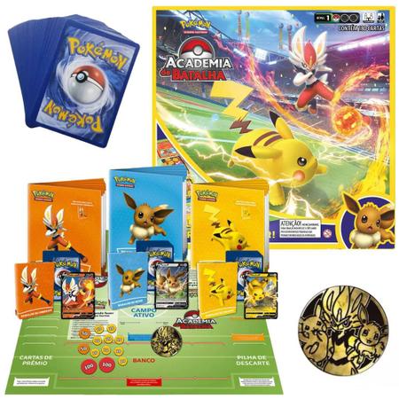 Jogo Tabuleiro 180 Cartas Pokémon Baralho Academia Batalha