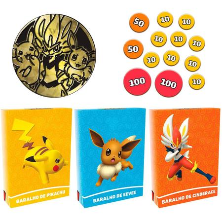 Jogo Tabuleiro 180 Cartas Pokémon Baralho Academia Batalha