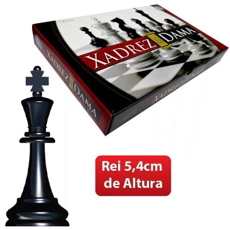 Jogo de Xadrez 32 peças e Dama 24 peças Tabuleiro Original - Pais e filhos  - Jogo de Dominó, Dama e Xadrez - Magazine Luiza