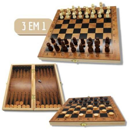 Kit 3 jogo xadrez E dama classic tabuleiro estojo pç maciças em Promoção na  Americanas