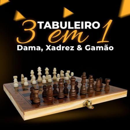 Kit 3 jogo xadrez E dama classic tabuleiro estojo pç maciças em Promoção na  Americanas