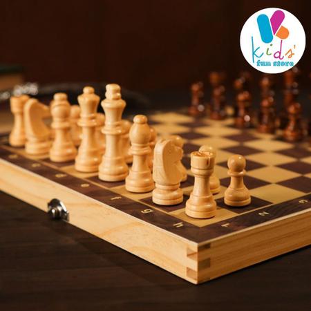 PAPAPI Conjunto de xadrez de madeira multifuncional 3 em 1 Jogo de xadrez  dobrável Jogos de viagem Jogo de damas de xadrez Jogo de damas e gamão